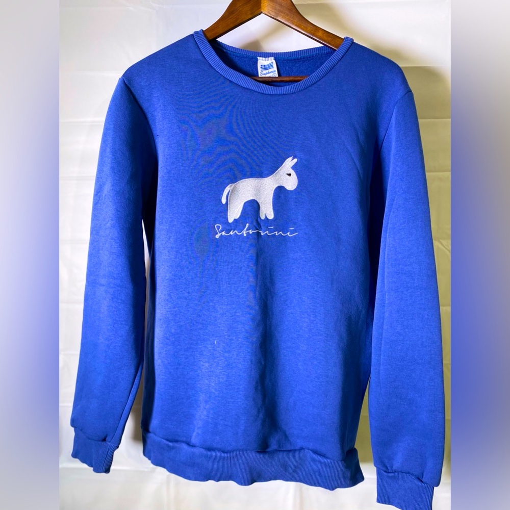 Rare Euphoria Embroidered Sweatshirt with Donkey Design and the word “Santorini”